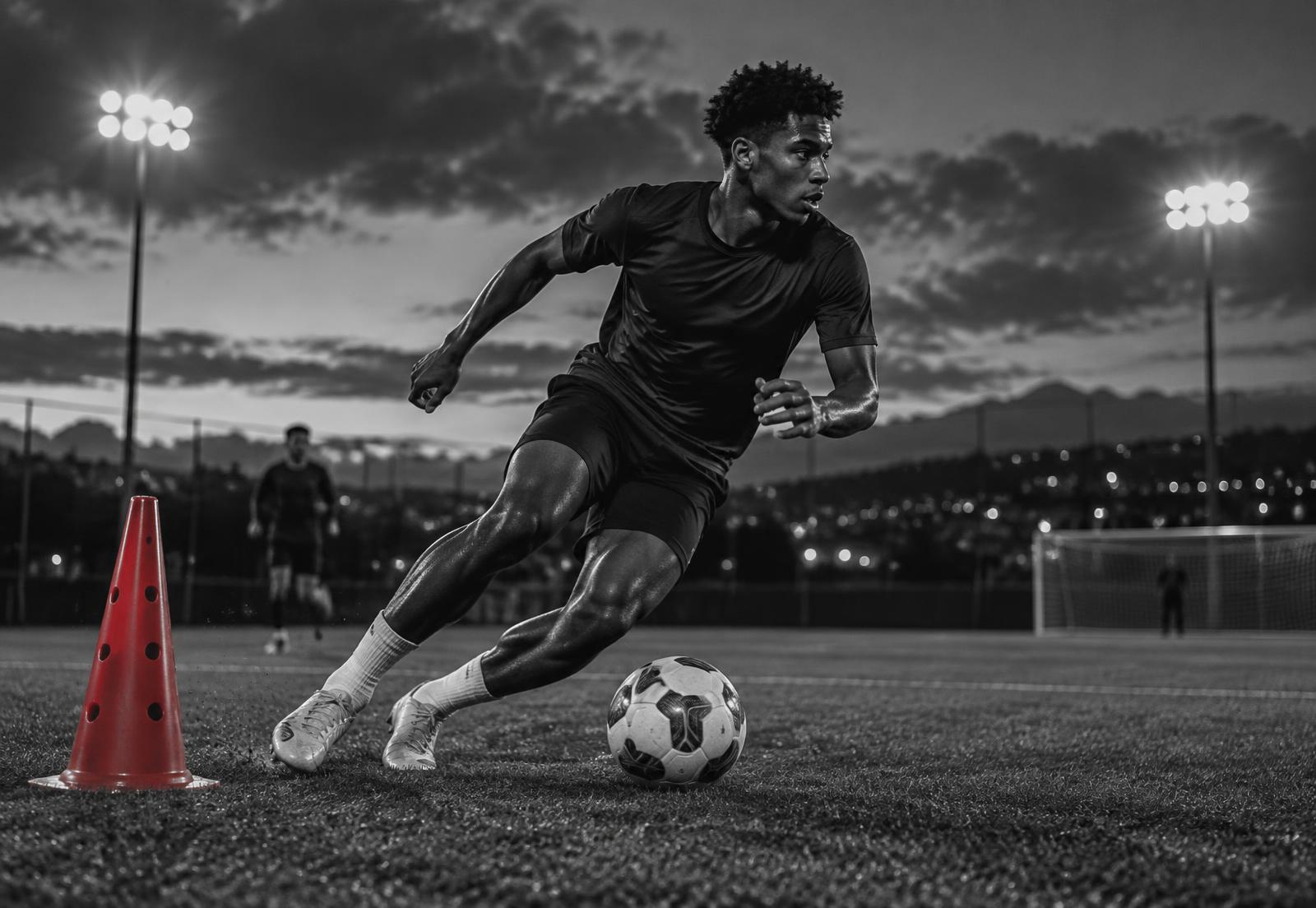 Soccer athlete making a decisive move